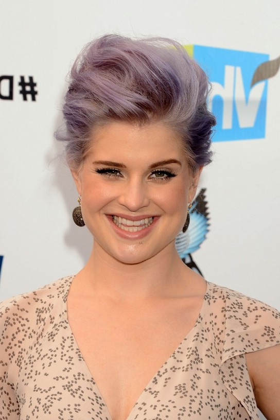 Grey & Lavender Tousled Quiff Hairstyle - Kelly Osbourne Haircut