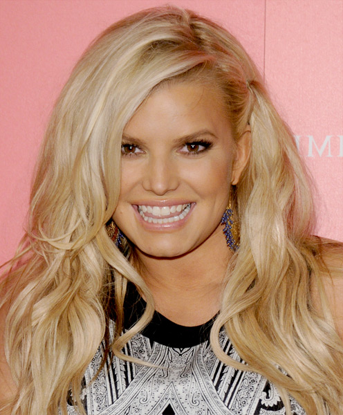 Jessica Simpson Lively Long Blonde Hairstyle with Brown Lowlights ...