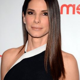 center parted hairstyle - long straight hairstyle - Sandra Bullock Hairstyle