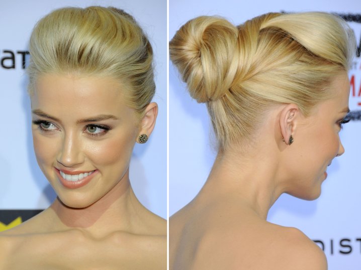 Unique Smooth Twisted Chignon for Formal Occasion - Amber 