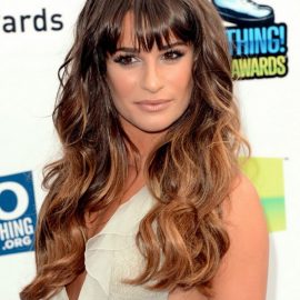 Celebrity Long Ombre Hairstyle: Wavy Hair with Bangs - Lea Michele's Long Hairstyle