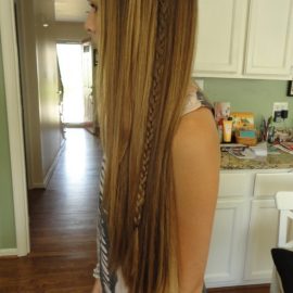 Long Hipster Hair - Highlighted Straight Style with Asymmetrical Braid for girls