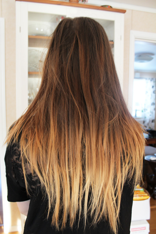 dip dye hair brown to blonde