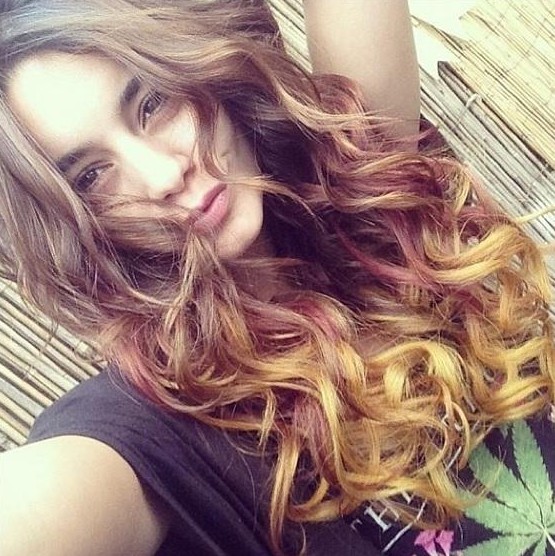 Vanessa Hudgens Stlye Long Autumn Ombre Curly Hairstyle