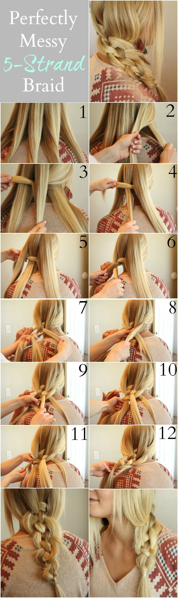 Awesome Five Strand Braid Step By Step Tutorial