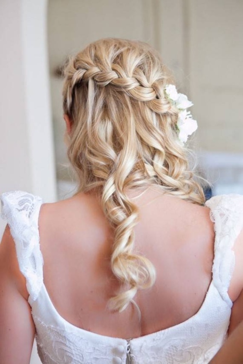 Half Up Half Down Wedding Hairstyle - Waterfall Braid 2014