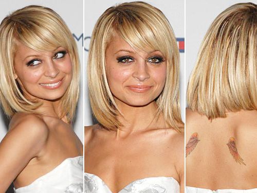 Nicole Richie Long Bob Hairstyle with Bangs