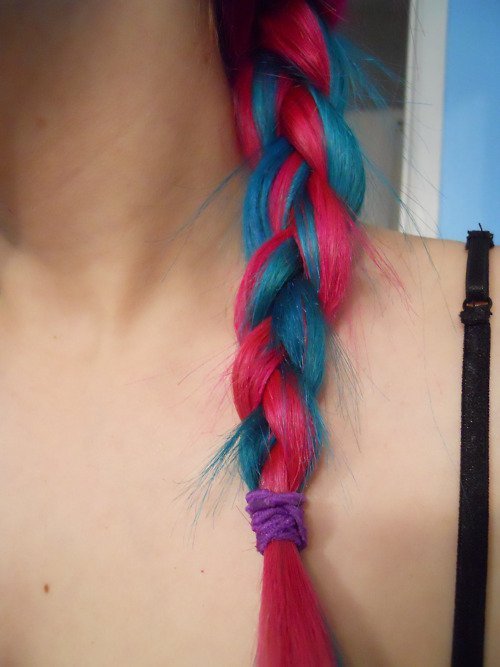 Cute Hair - Pink & Blue Hair: Colored Braid for Women 