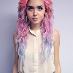 Vibrant Colored Hair Candy Pink to Baby Blue Dip-Dye Fantasy
