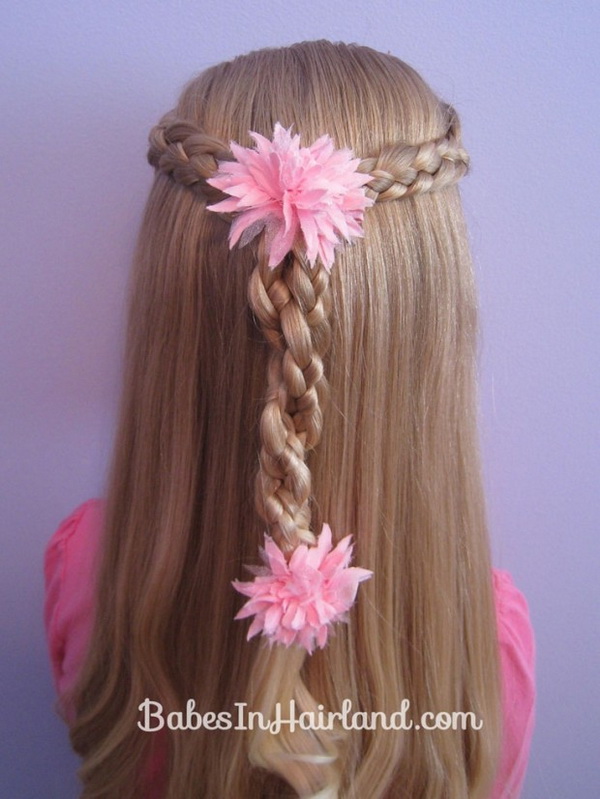 Back View Braided Hairstyle for Little Girls - Hairstyles Weekly