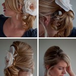 Twist and Pin side ponytail with corsage