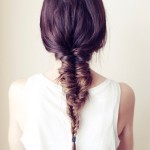 Back View of Fishbone Braid Hairstyle for Girls