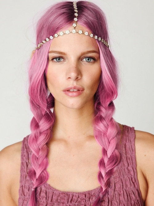 Pink 'Hippy' Plaits with Daisy Headband - Hairstyles Weekly