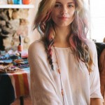 Hair Chalk multicolored long hairstyle for women
