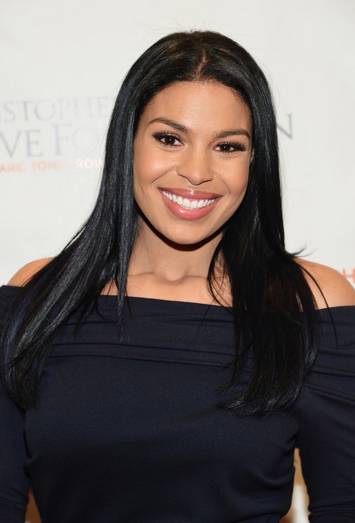 Jordin Sparks' Hairstyle: Casual Long Sleek Black Hair 