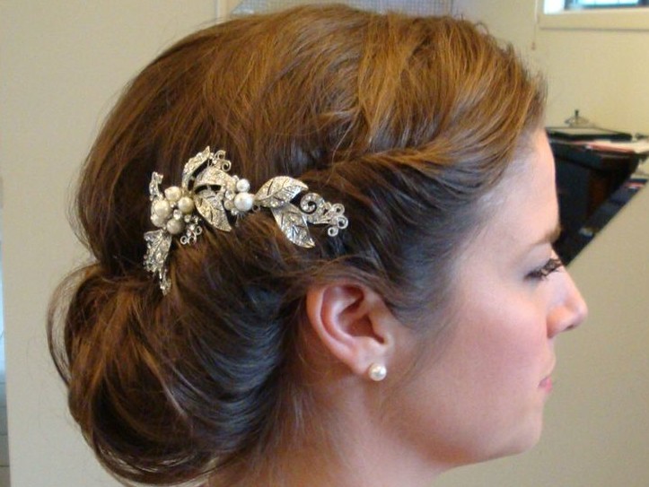 Side View of Romantic Chignon for Bride