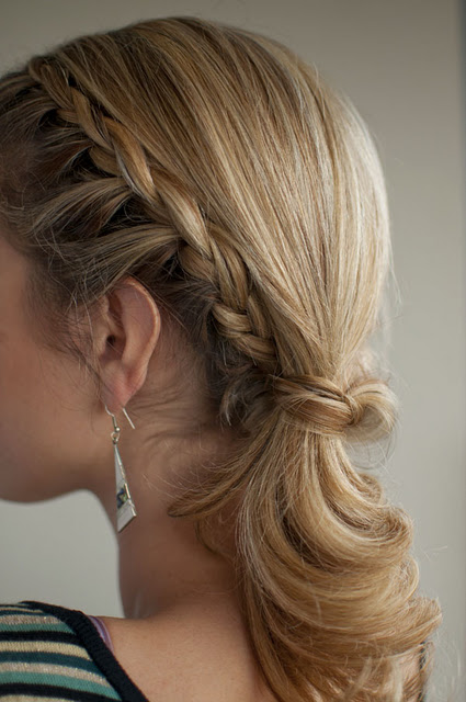 Side View of side ponytail hairstyles with braid