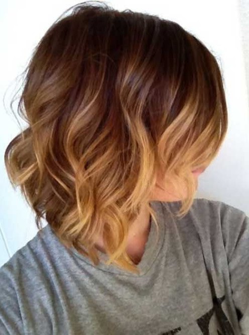 Cute Short Ombre Hair - Side View of Wavy Ombre Hair