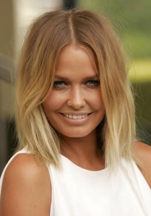 Blonde Short Center Parting Ombre Hair for Thin Hair