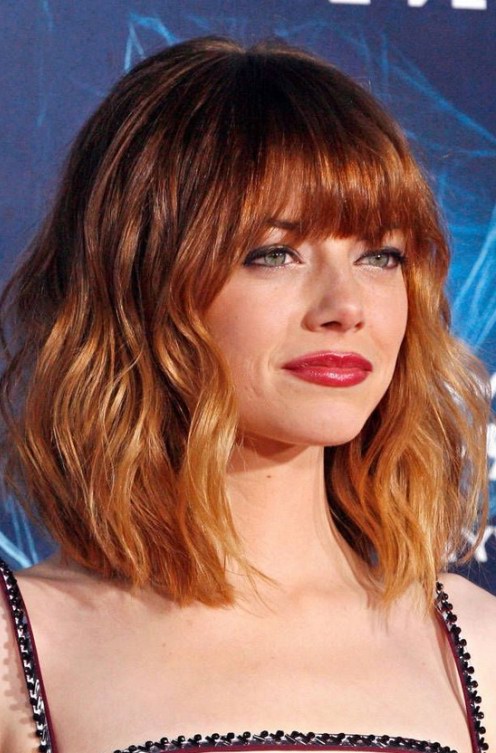 Short Red Ombre Haircut with Bangs