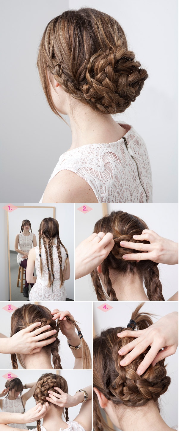 Fancy Braided Updo Hairstyle for Thick Hair