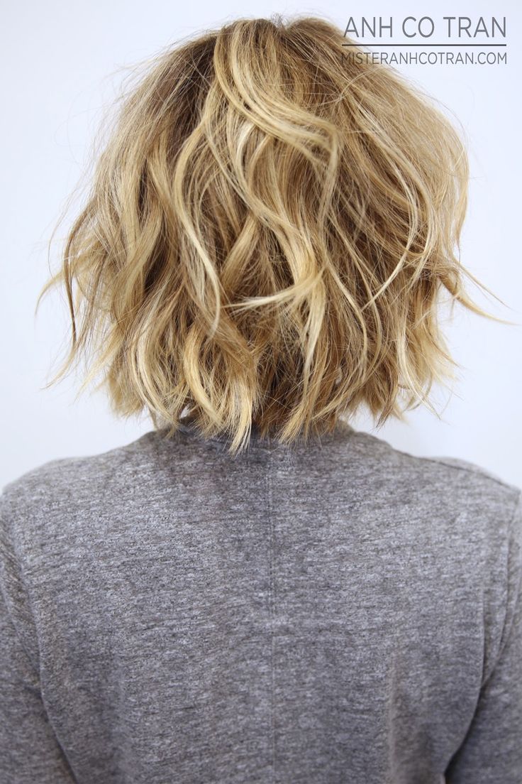 Back view layered messy bob hairstyle