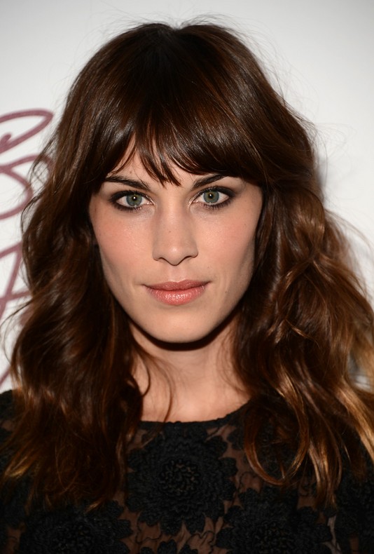 Alexa Chung Latest Hairstyles Dark Brown Wavy Hairstyle With