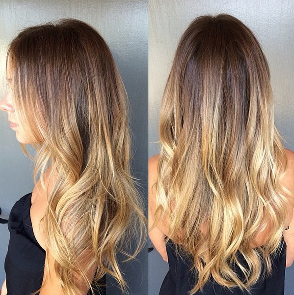 Brunette with melted butter highlights