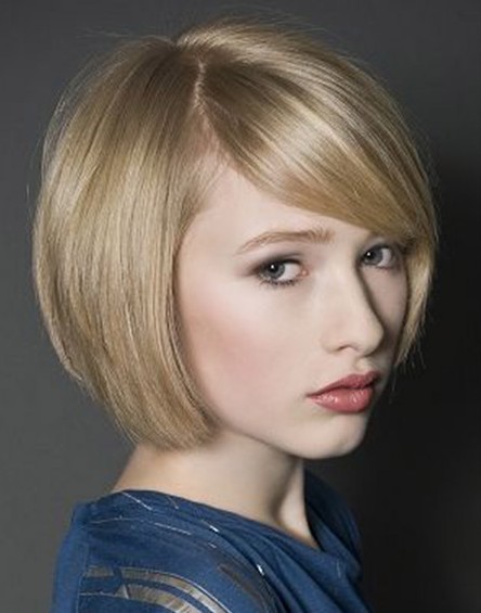 Image of Short blunt cut with side swept bangs