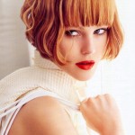 Juju Ivanyuk short bob hair style with blunt bangs