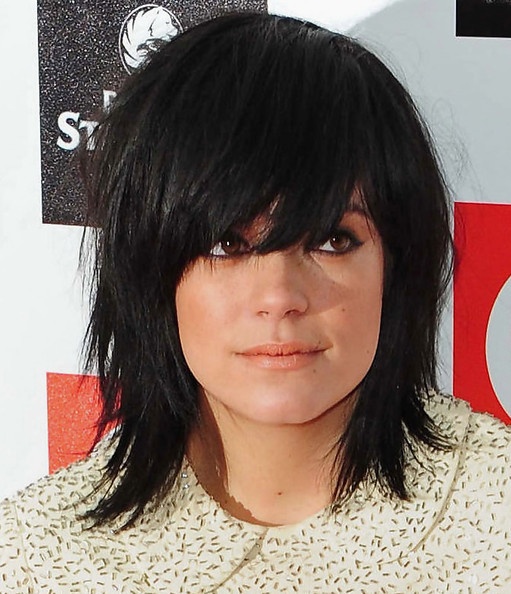 Lily Allen Medium Straight Shag Cut with Bangs