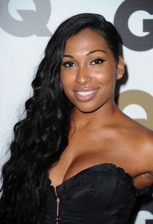 Melanie Fiona Deep Side Parting Long Black Curly Hairstyle for Black Women