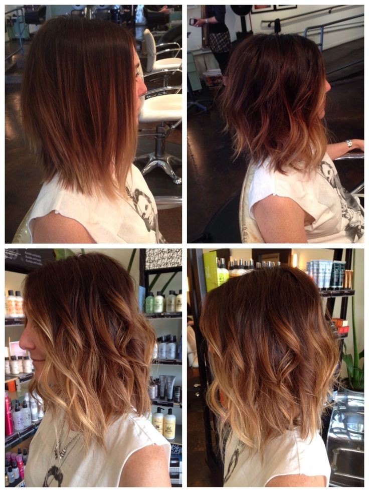 Ombre Hairstyle with waves for mid length hair