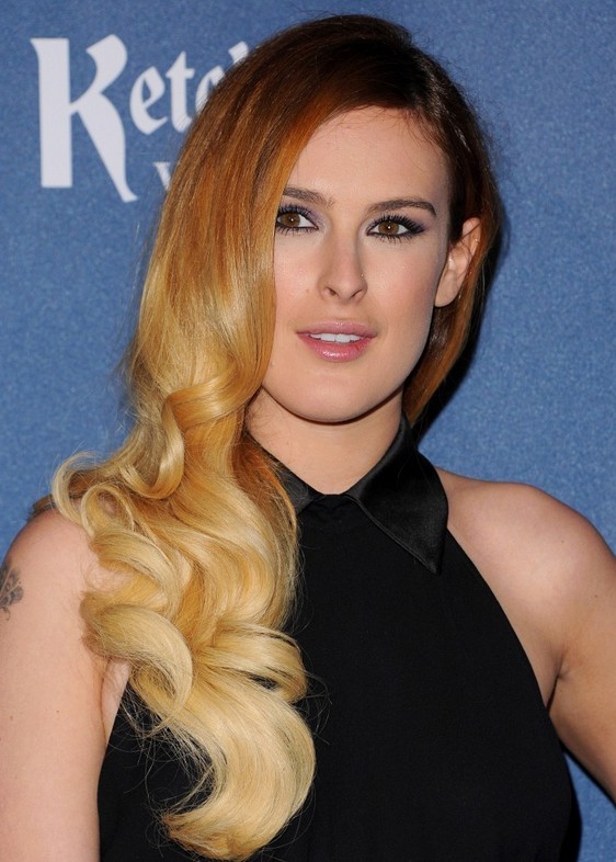 Rumer Willis Brown to Blonde Ombre Retro Hairstyle for Long Hair