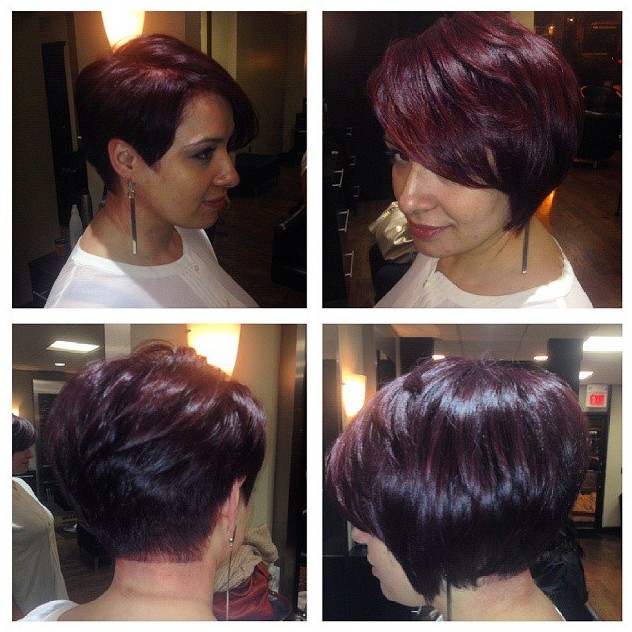 Short Layered Dark Red Bob Hairstyle for Women