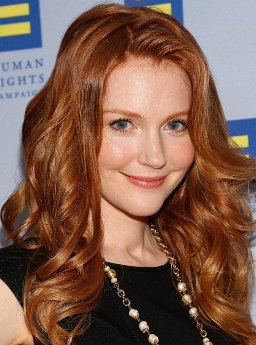 Darby Stanchfield Layered Red Curly Hairstyle for Women