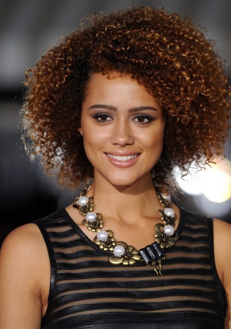 Nathalie Emmanuel Naturally Curly Hairstyle for Short Hair