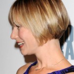 Meredith Monroe short straight bob hairstyle with blunt bangs
