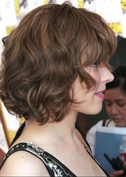 Side View of Soft Wavy Curly Bob Hairstyle from Rachael 