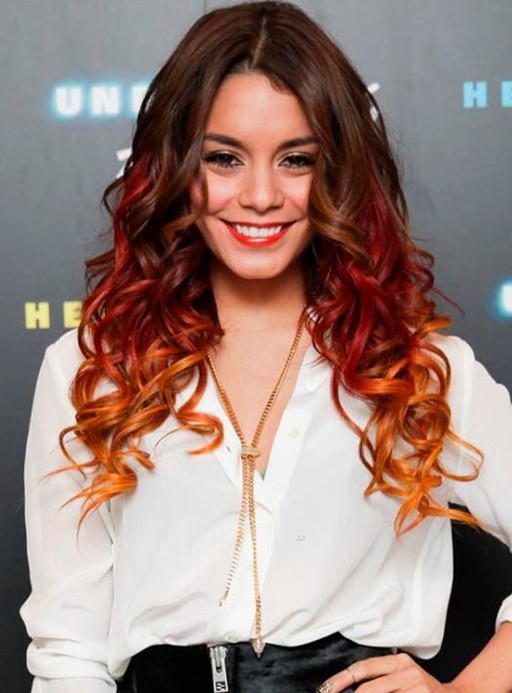 Vanessa Hudgens Red Ombre Hair for Long Curly Hair