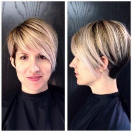 Short layered haircut with bangs for women