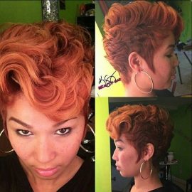 Short red curly hairstyle for black women