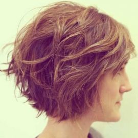Side View of Shaggy Bob Hairstyle for Women with Thick Hair