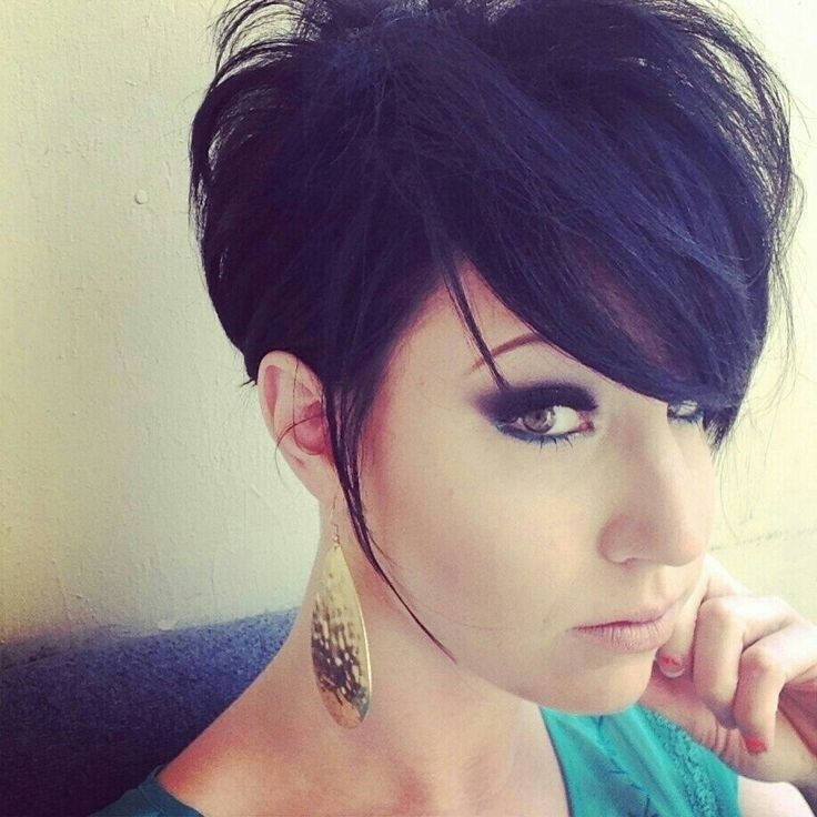 cute short dark pixie cut with long bangs  hairstyles weekly