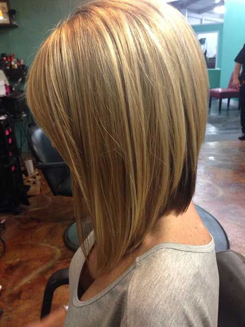 Side View of long Inverted Bob Hairstyle