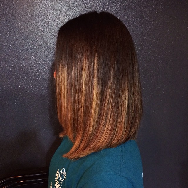 Medium Lob Haircut Brunette