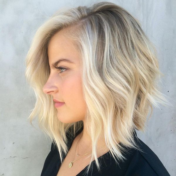 short angled blonde bob hairstyle for thin hair