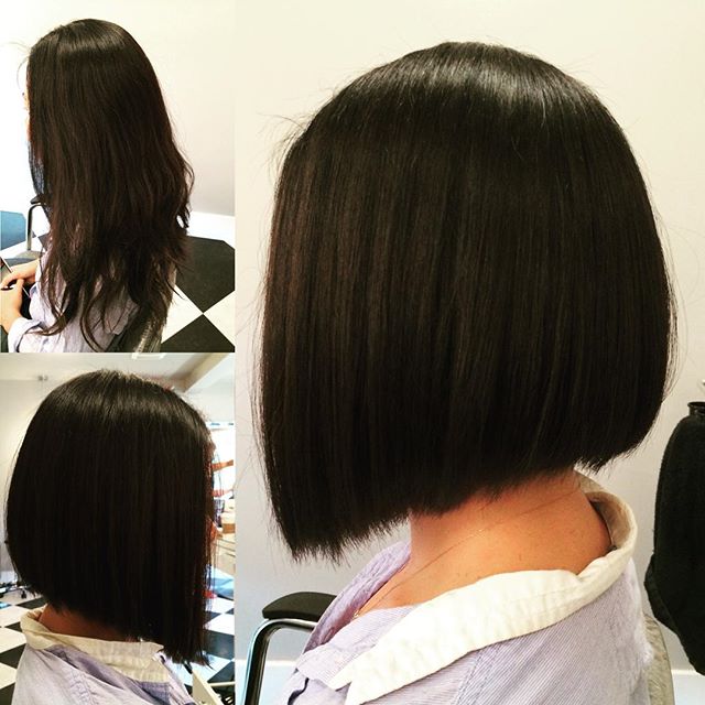 Asian hairstyles - short black inverted bob hairstyle for girls