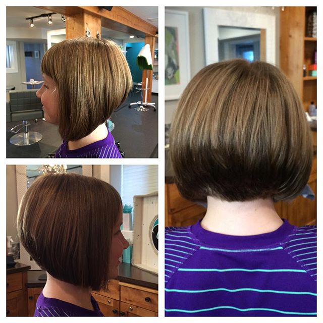 Cute short Stacked Bob Hairstyle with bangs for girls