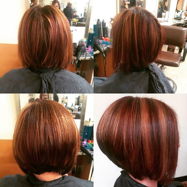 Highlighted Stacked Bob Hairstyle For Thick Hair Hairstyles Weekly